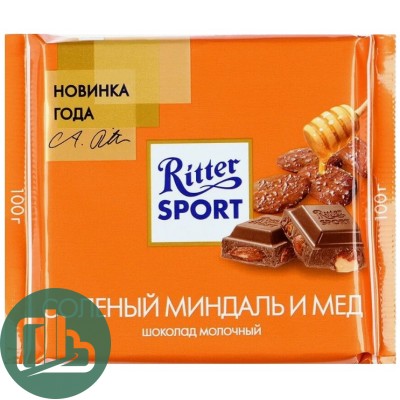 Ритер-спорт 100гр Миндаль соленый с медом 1/11 7046