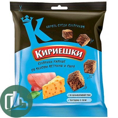 Яшкино Кириешки ржан 40гр Ветчина и сыр 1/60