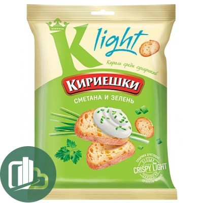 Яшкино Кириешки Light пшеничные 80гр Сметана с зеленью 1/22
