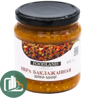 FOODLAND Икра баклажанная острая с чеснаком 360гр 1/6