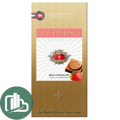 BUCHERON 100гр КАРТОН Молочный шоколад с клубникой 1/10 ЗОЛОТОЙ