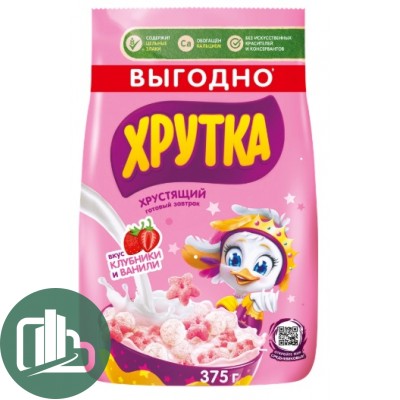 Готов завтрак ХРУТКА 375гр Пакет 1/16 Клубника Ваниль