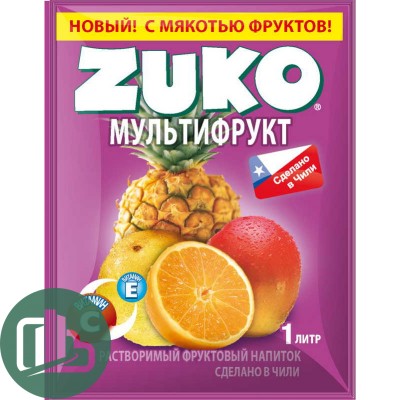 ZUKO Растворимый напиток  Мультифрукт 25гр 1/12