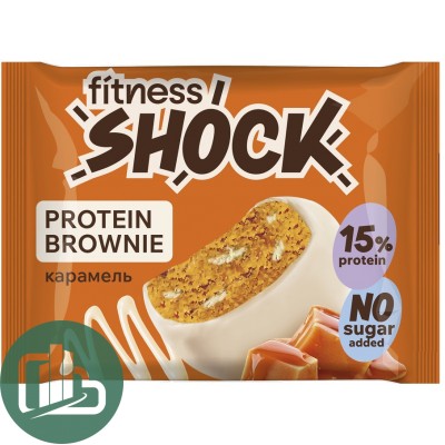 Брауни FitnesSHOCK сливоч.со вкусом Карамели 50гр 1/12