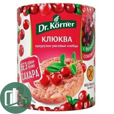 Хлебцы  Dr. Korner кукурузно рисовые с Клюквой 90гр 1/10