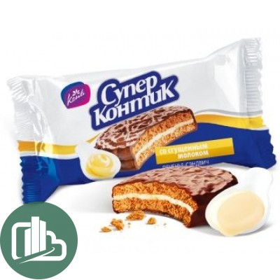Супер - Контик печенье - сэндвич со сгущенным молоком 100гр 1/50