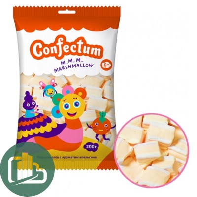 Зефир жеват. Confectum 200гр Апельсин 1/14 Пакет