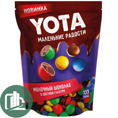 Яшкино Yota 135гр Драже молочный шоколад в цветной глазури 1/32