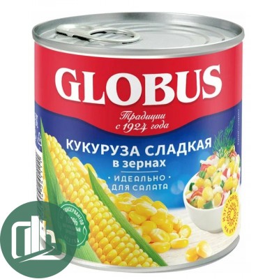 GLOBUS Кукуруза сладкая в зернах 340гр 1/12