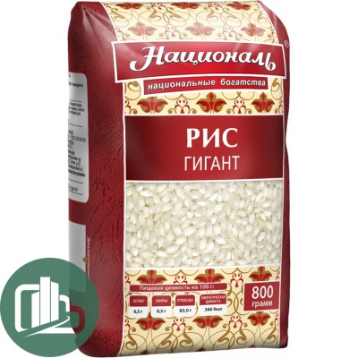 Националь Рис гигант круглозерный 800гр 1/12
