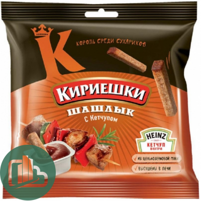Яшкино Кириешки ржан 60гр+25мл Шашлык+кетчуп 1/30