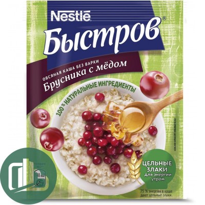 Нестле Быстров каша овсяная Брусника с медом 40гр 1/17