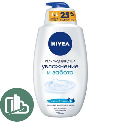 Nivea гель-уход для душа 750мл 1/6