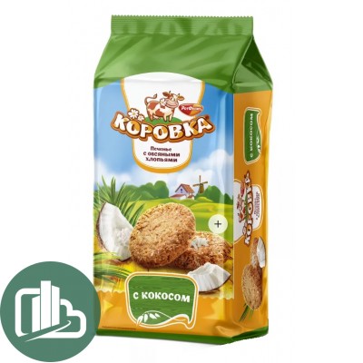 Печенье Коровка 152гр 1/12 Овсяные хлопья и кокос