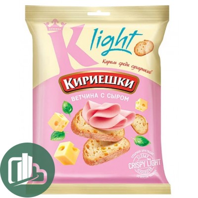 Яшкино Кириешки Light ржаные 80гр Ветчина с сыром 1/22 