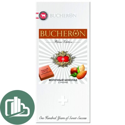 BUCHERON 85гр КАРТОН Молочный шоколад с орехами 1/10 БЕЛЫЙ