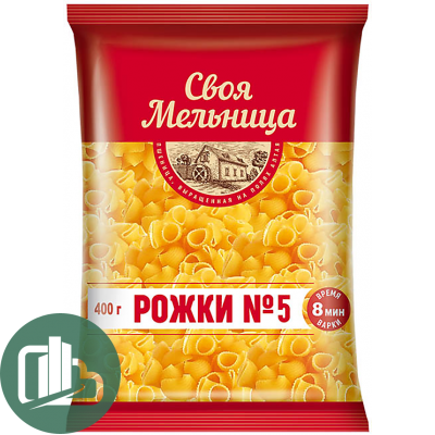 Своя мельница Макароны Рожки N5 400гр 1/20