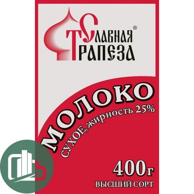 Молоко сухое Славная Трапеза 400гр 1/12 25%