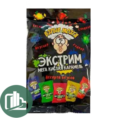 Конфитой Карамель 56гр Кислая Экстрим мега 5 вкусов в пакете 1/12 (8)