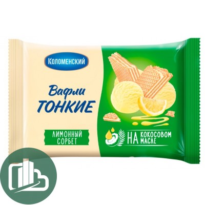 Вафли Коломенские Тонкие Лимонный 100гр 1/18