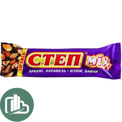 СТЕП Шоколадный батончик 40гр Микс Арахис-Карамель-Изюм-Вафли 1/20