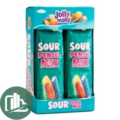 АТВ Жевательный мармелад 15гр Jolly Molly SOUR PENCIL MIX кислые карандаши АССОРТИ 1/16(6)