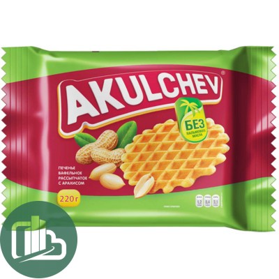 Акульчев Печенье сахарное вафельное с Арахисом 220гр 1/10