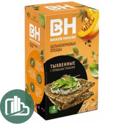 Хлебцы BAKER HOUSE Скандинавские Тыквенные с травами 180гр 1/8