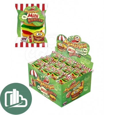 Жевательный мармелад 10гр Мармеладсы mini BURGER 1/60 (12)