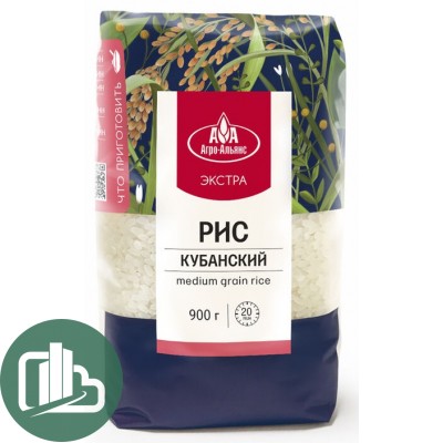 Агро Альянс КРУПА 900гр Рис Кубанский Элитный 1/12