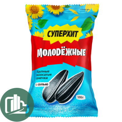 Семечки Молодежные полосатые солью 300гр 1/16