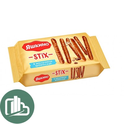 Яшкино Печенье STIX 130гр палочки в молочном шоколаде 1/24