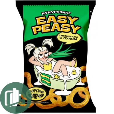 Кукурузные колечки EASY PEASY  со вкусом сметана лук 50гр 1/24