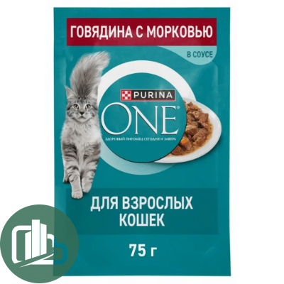 Корм для кошек ONE 75гр Говядина с Морковью 1/26