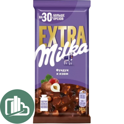 Милка 140гр Экстра Фундук Изюм 1/15