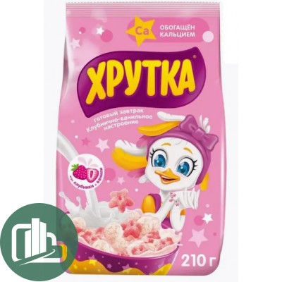 Готов завтрак ХРУТКА 210гр Пакет 1/16 Клубника Ваниль