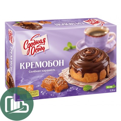 Пирог Кремобон 380гр Солёная карамель 1/6 (Черёмушки)