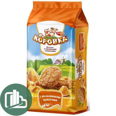Печенье Коровка 190гр 1/12 Апельсиновые цукаты