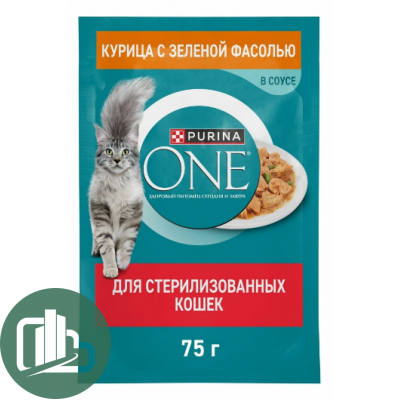 Корм для кошек ONE 75гр Курица с Зеленой фасолью 1/26