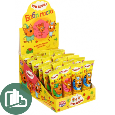 Жев/рез Бабл паста 20г 1/24 Ассорти Три кота