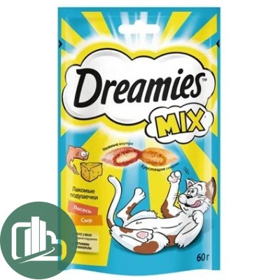 Лакомство д/кошек Dreamies 60гр Ласось и сыр 1/8