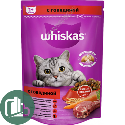 ВИСКАС 350гр Подушечки Паштет с Говядиной 1/9