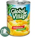 Ананасы  Global Village кусочки в сиропе  ж/б 565гр  1/12