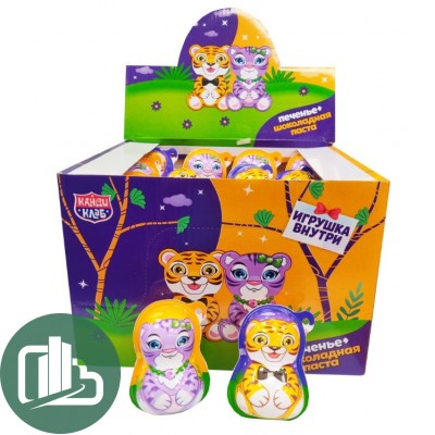 Тигренок десерт шоколадный с печеньем + игрушка 12гр 1/24 (12)