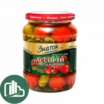 Знаток Ассорти 680гр Огурцы и томаты 1/8