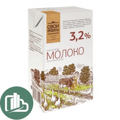Молоко Свои Продукты 3,2% 1л 1/12
