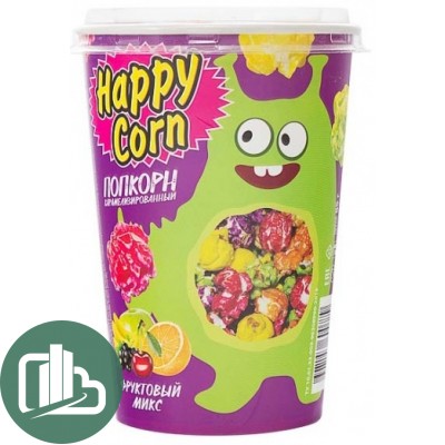 Попкорн в стаканах "Happy Corn" Воздушная кукуруза со вкусом фруктовый микс  85гр 1/9