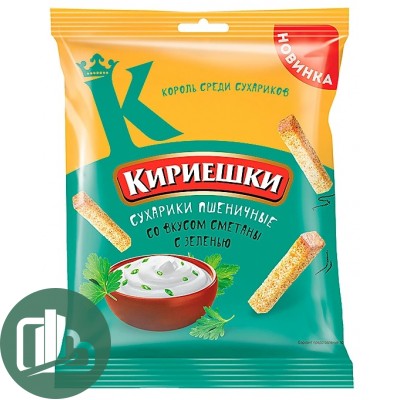Яшкино Кириешки ржан 40гр сметана с зеленью 1/60
