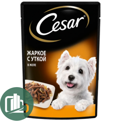 ЦЕЗАРЬ Корм для собак 85гр  Жаркое с уткой в желе 1/28
