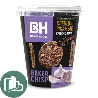 Хлебцы Baker House ржаные с чесноком 80гр 1/8